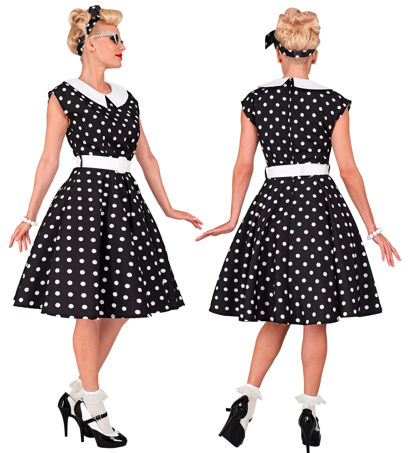 Rock-'n-roll fashion jurk zwart - Image 2