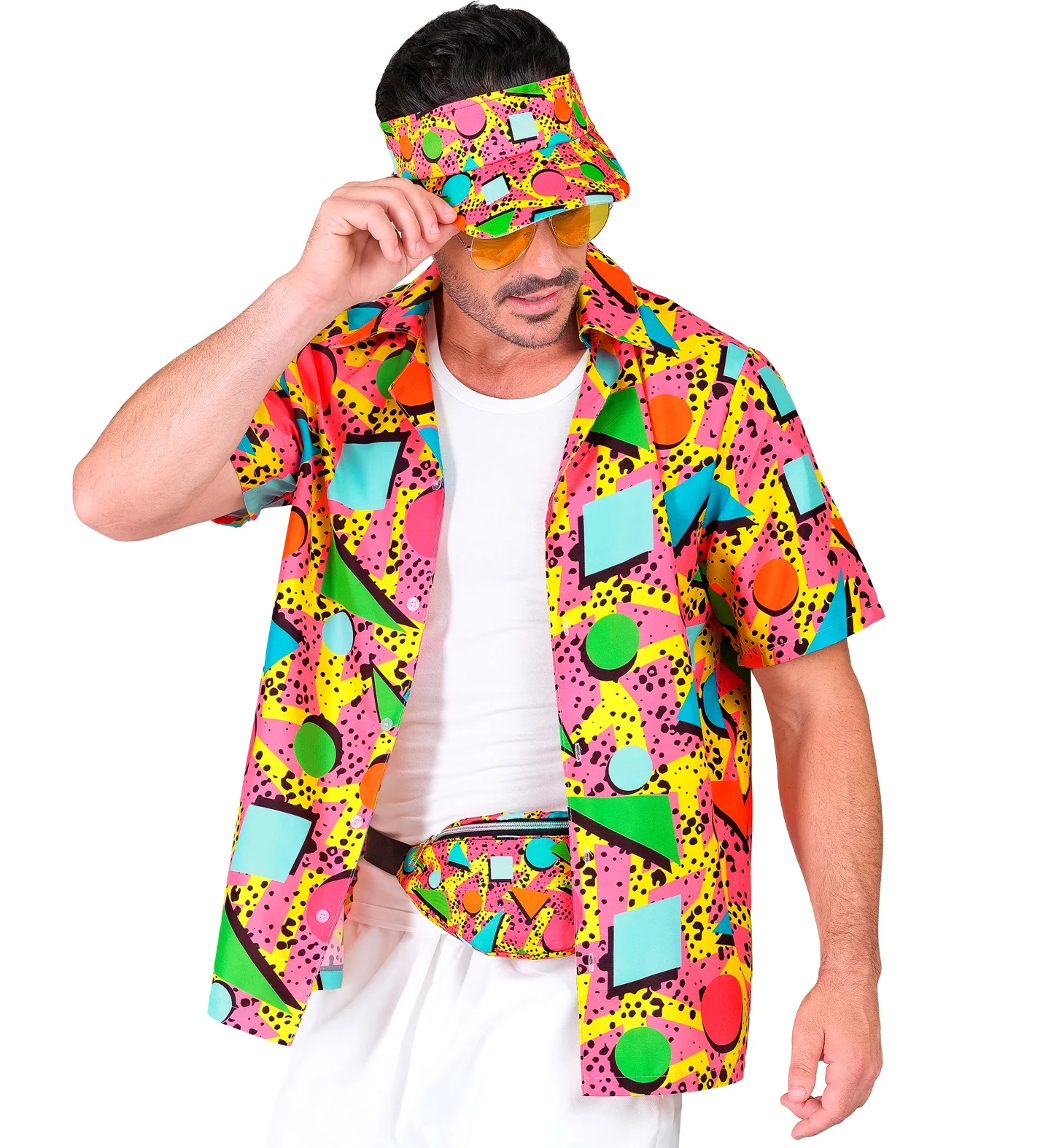 Shirt jaren 80 funky fashion roze