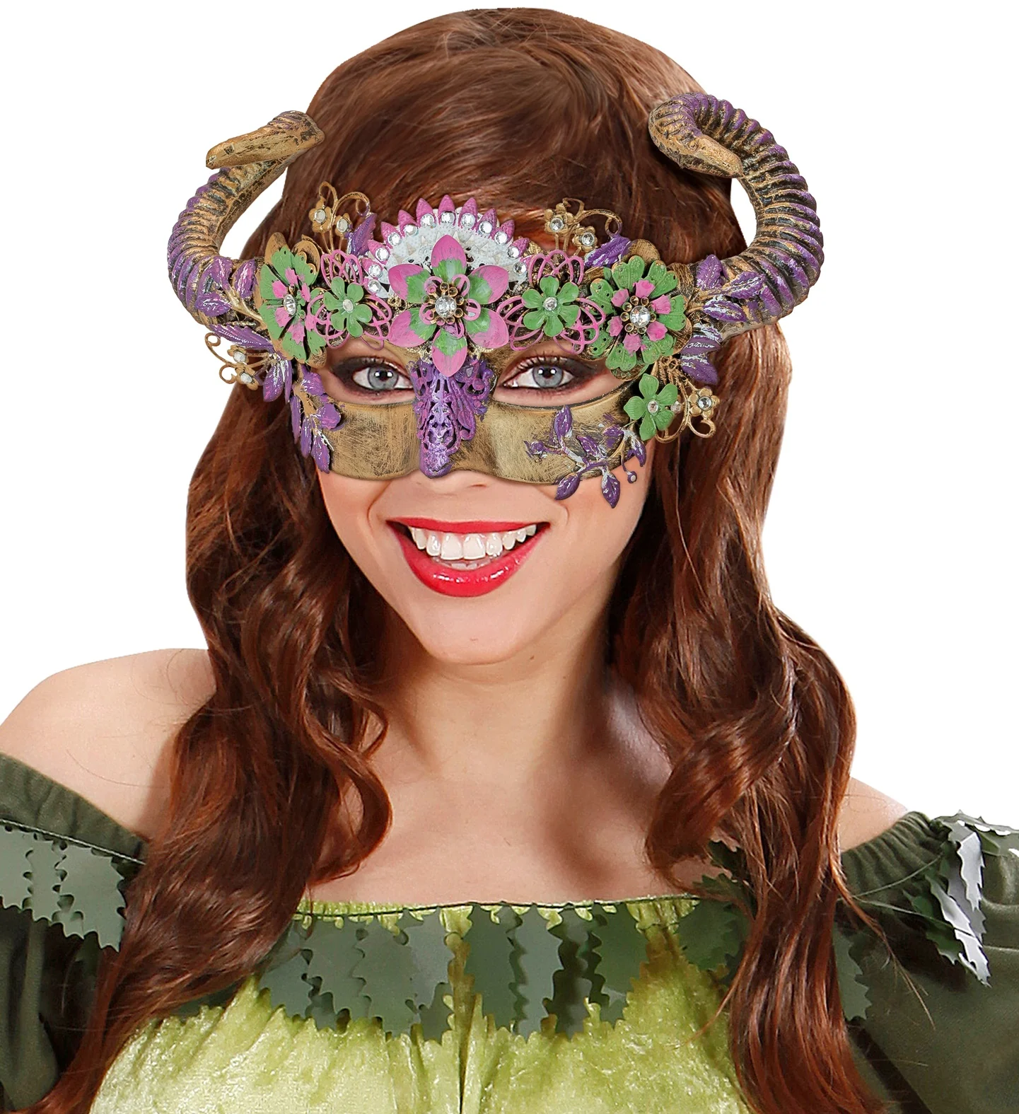 Oogmasker Ram met bloemen luxe - Image 3