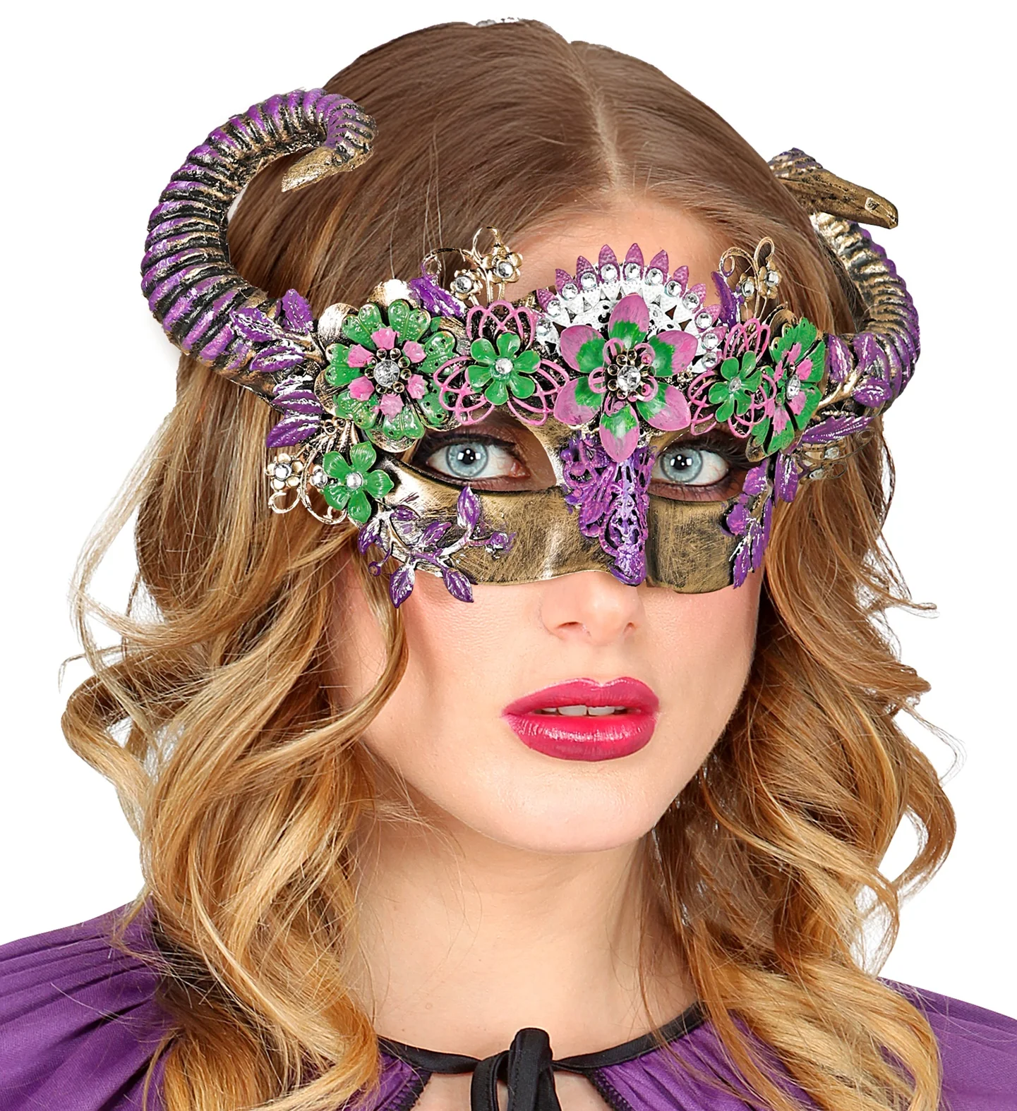 Oogmasker Ram met bloemen luxe - Image 4