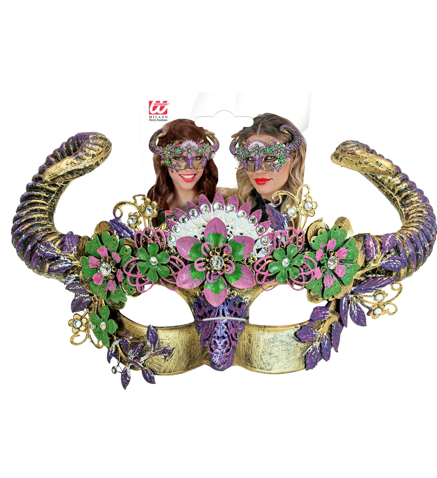 Oogmasker Ram met bloemen luxe - Image 5