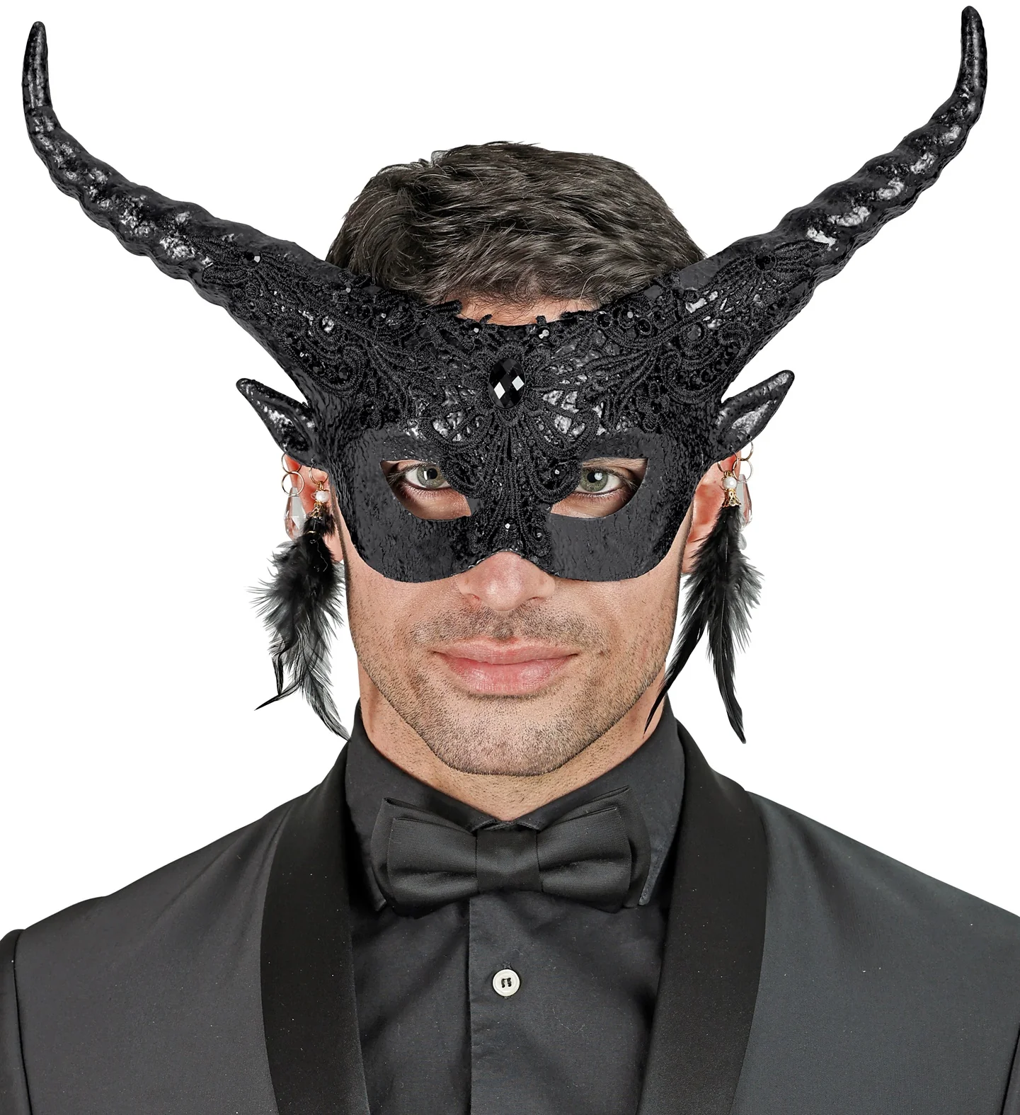 Duivel masker luxe zwart theater - Image 3