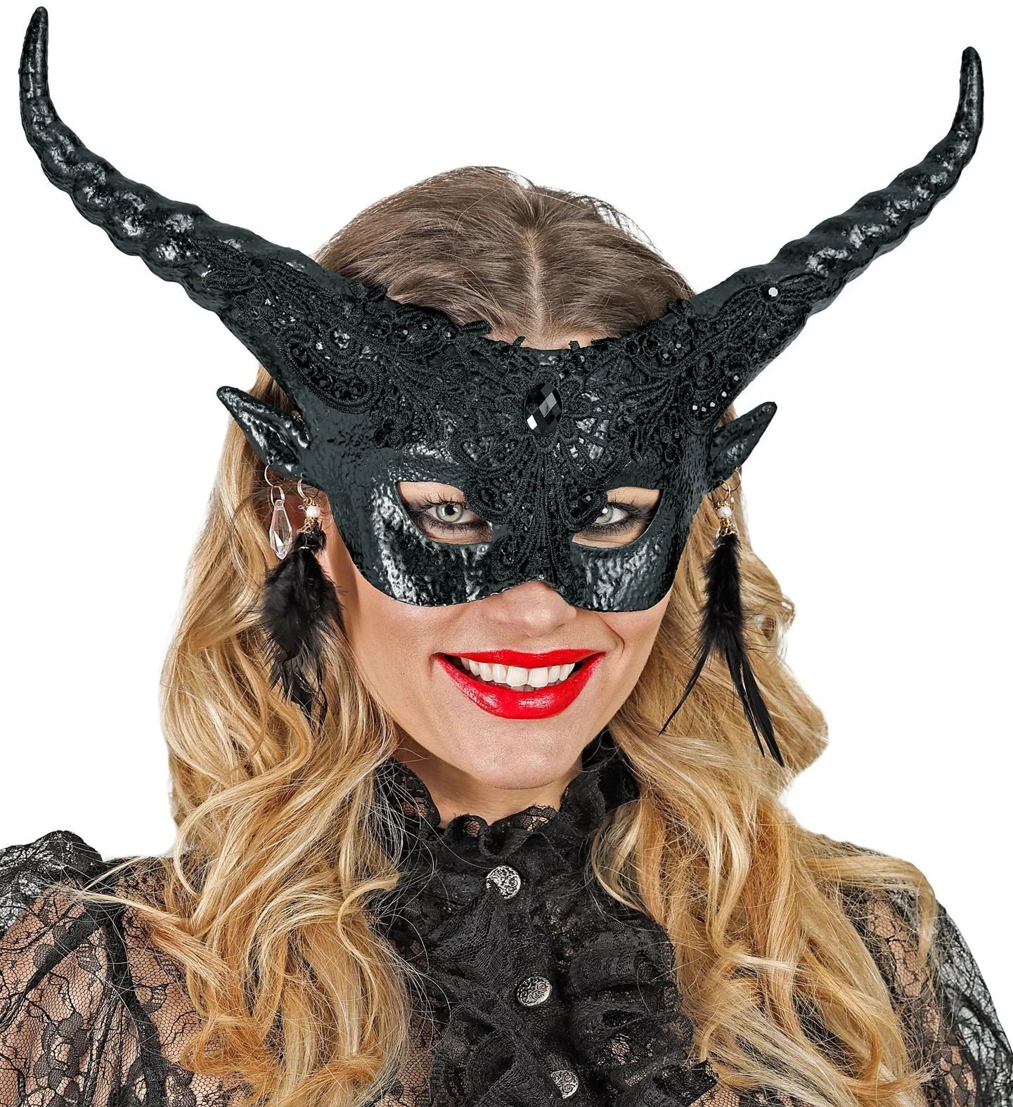 Duivel masker luxe zwart theater - Image 4