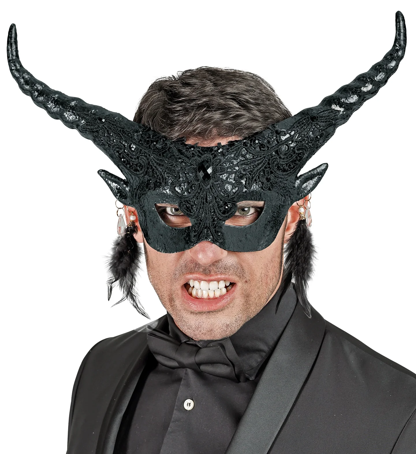 Duivel masker luxe zwart theater - Image 5