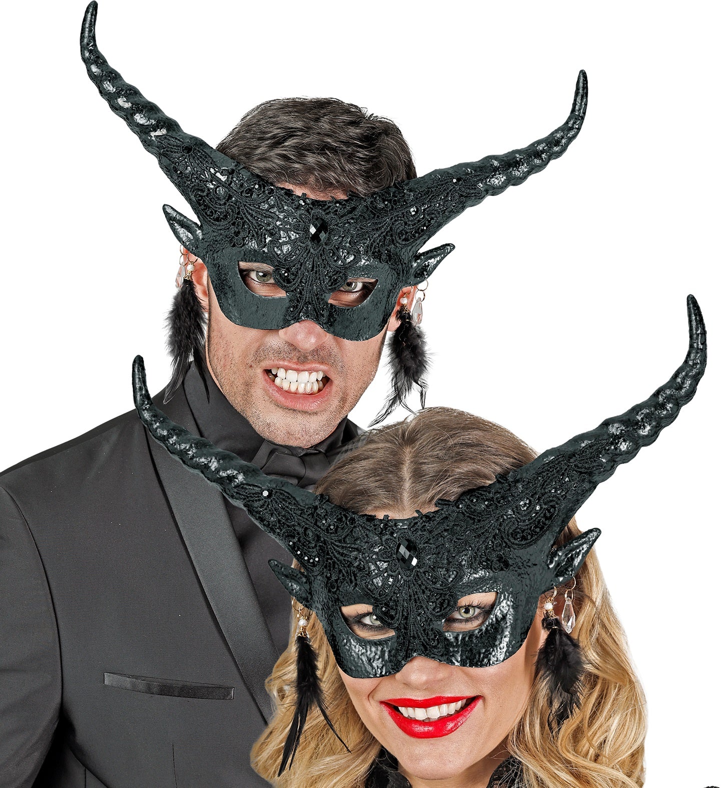 Duivel masker luxe zwart theater - Image 6