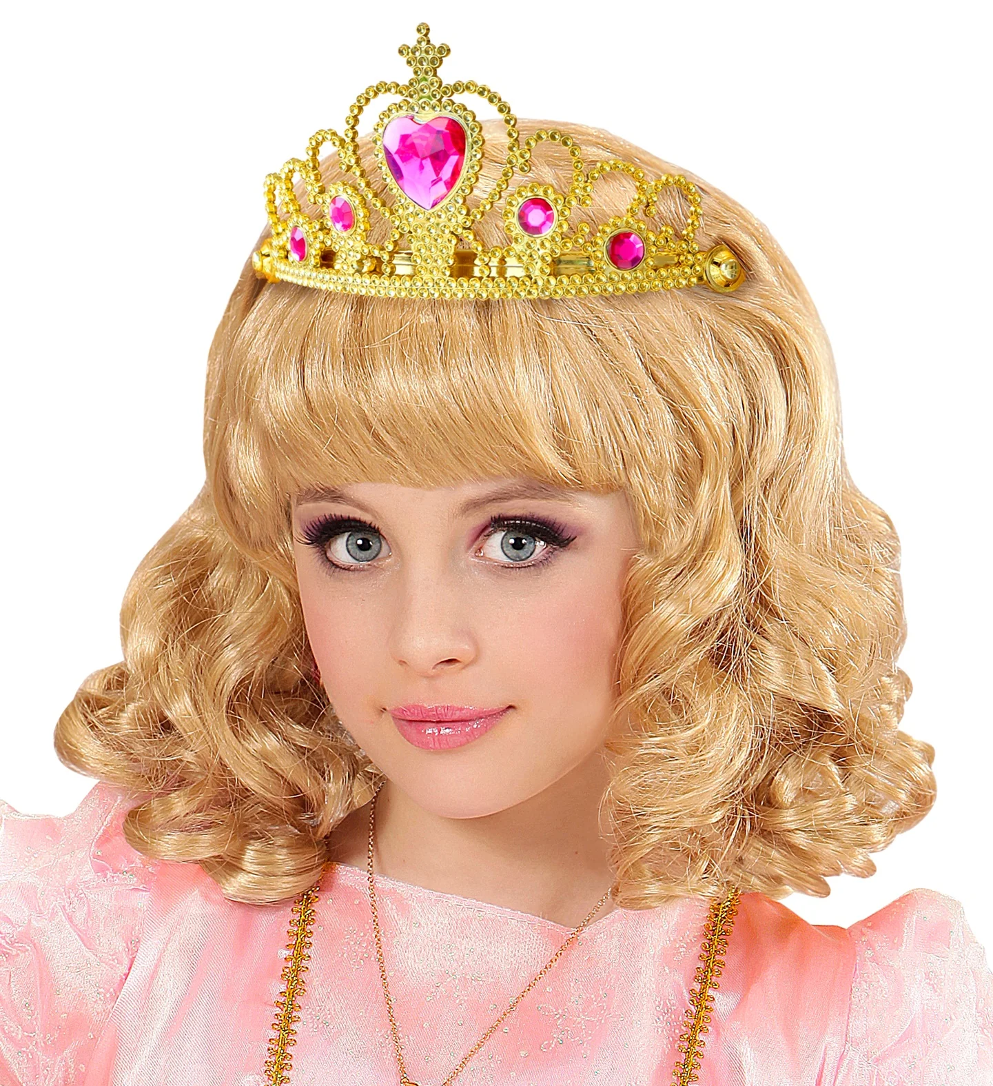 Gouden tiara met roze steentjes - Image 2