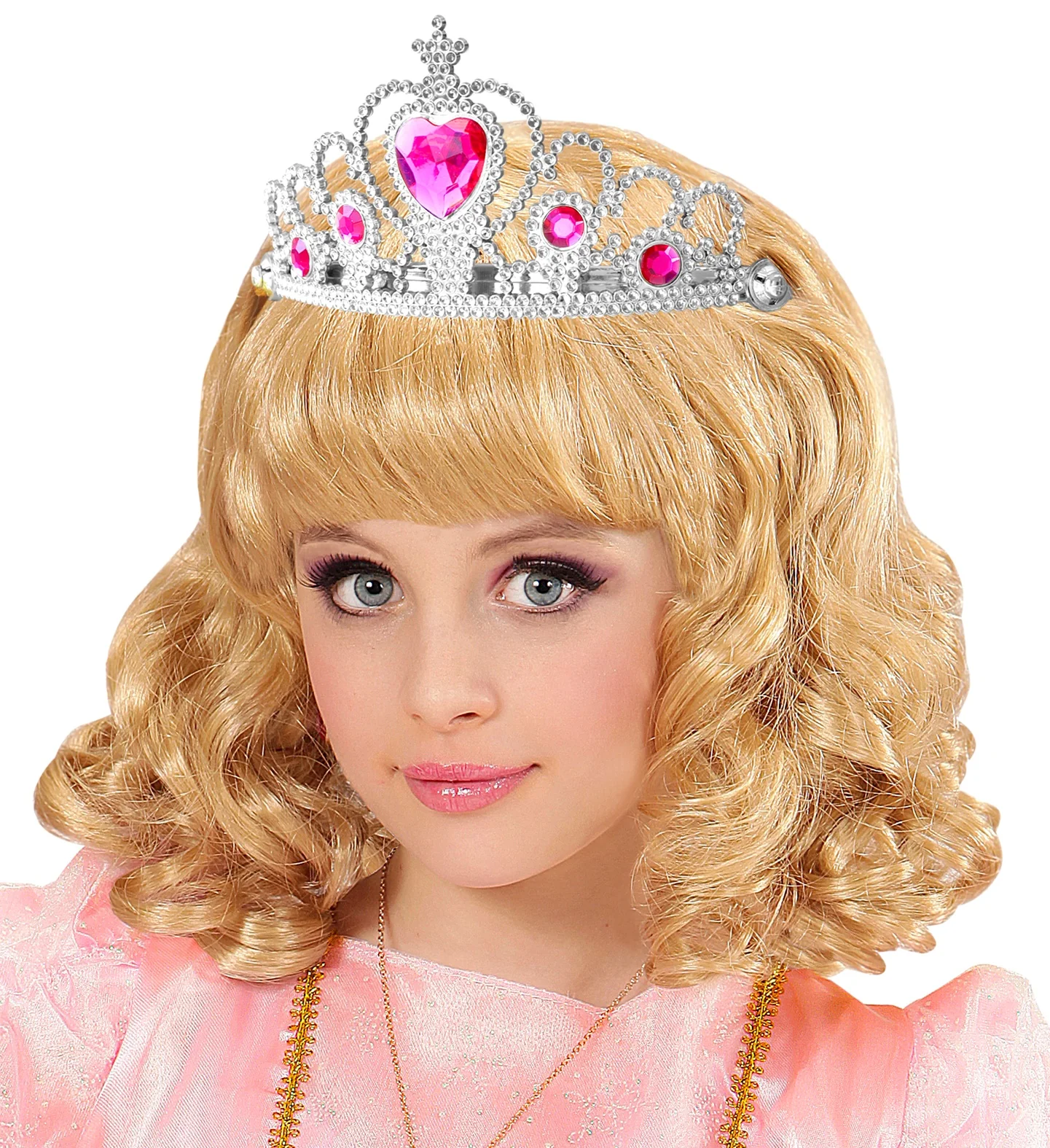 Zilveren tiara met roze steentjes - Image 2