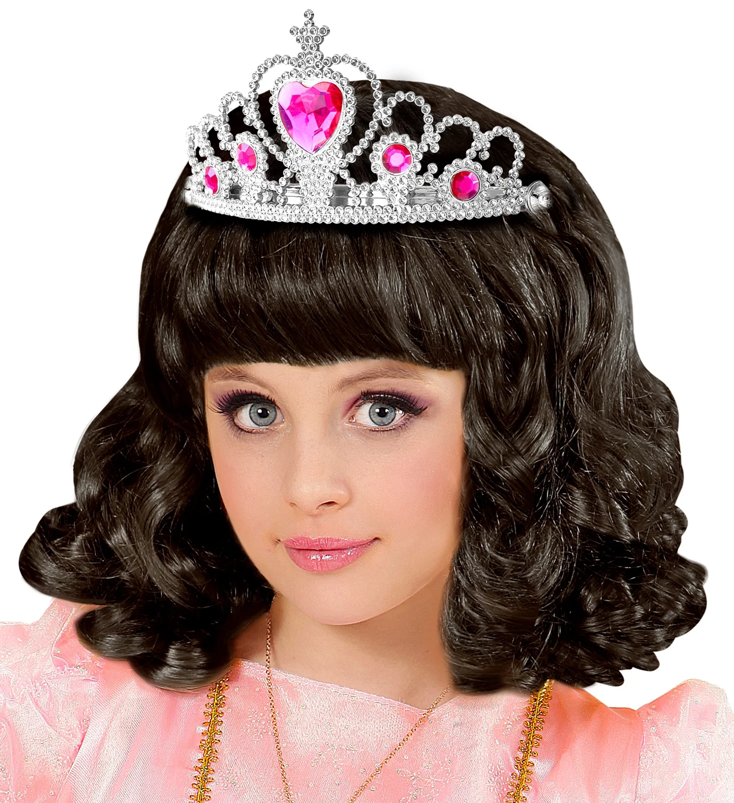 Zilveren tiara met roze steentjes - Image 4