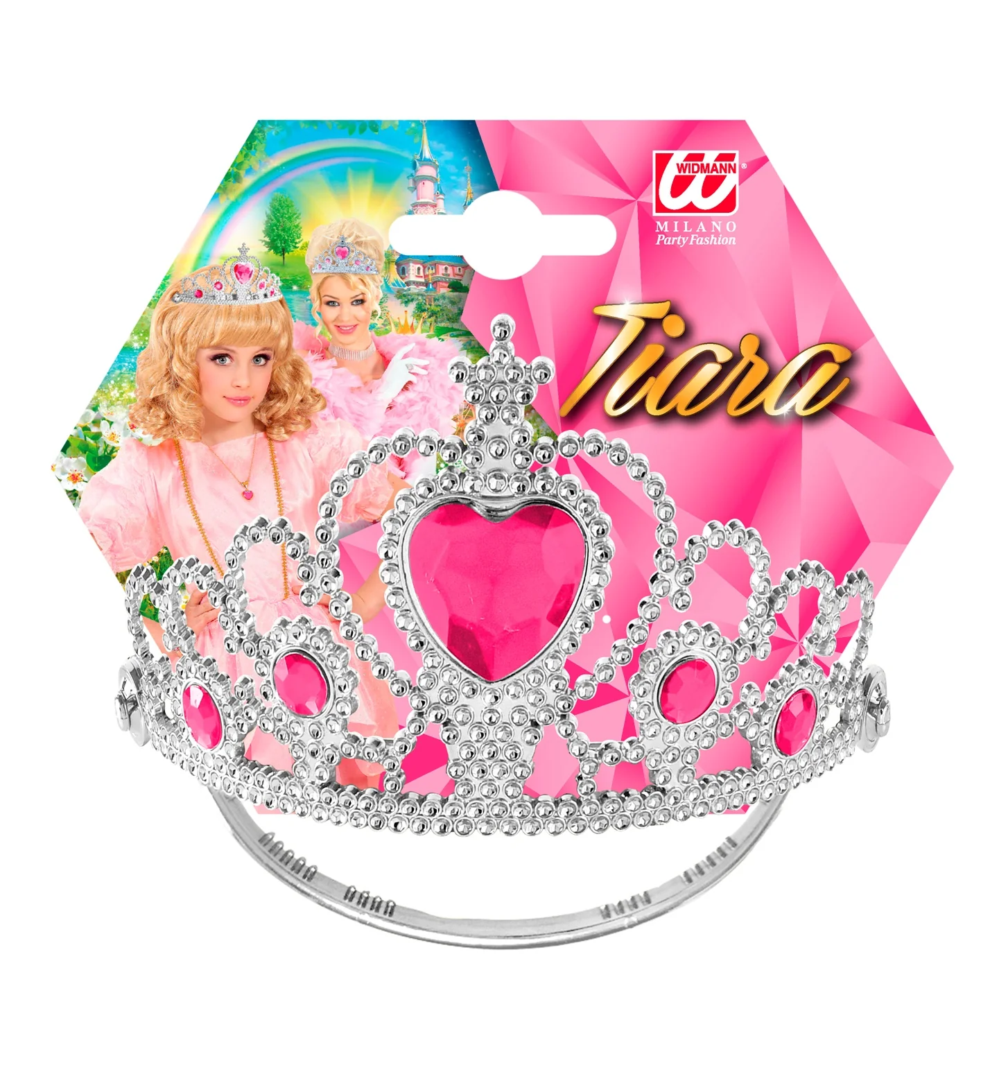 Zilveren tiara met roze steentjes - Image 6