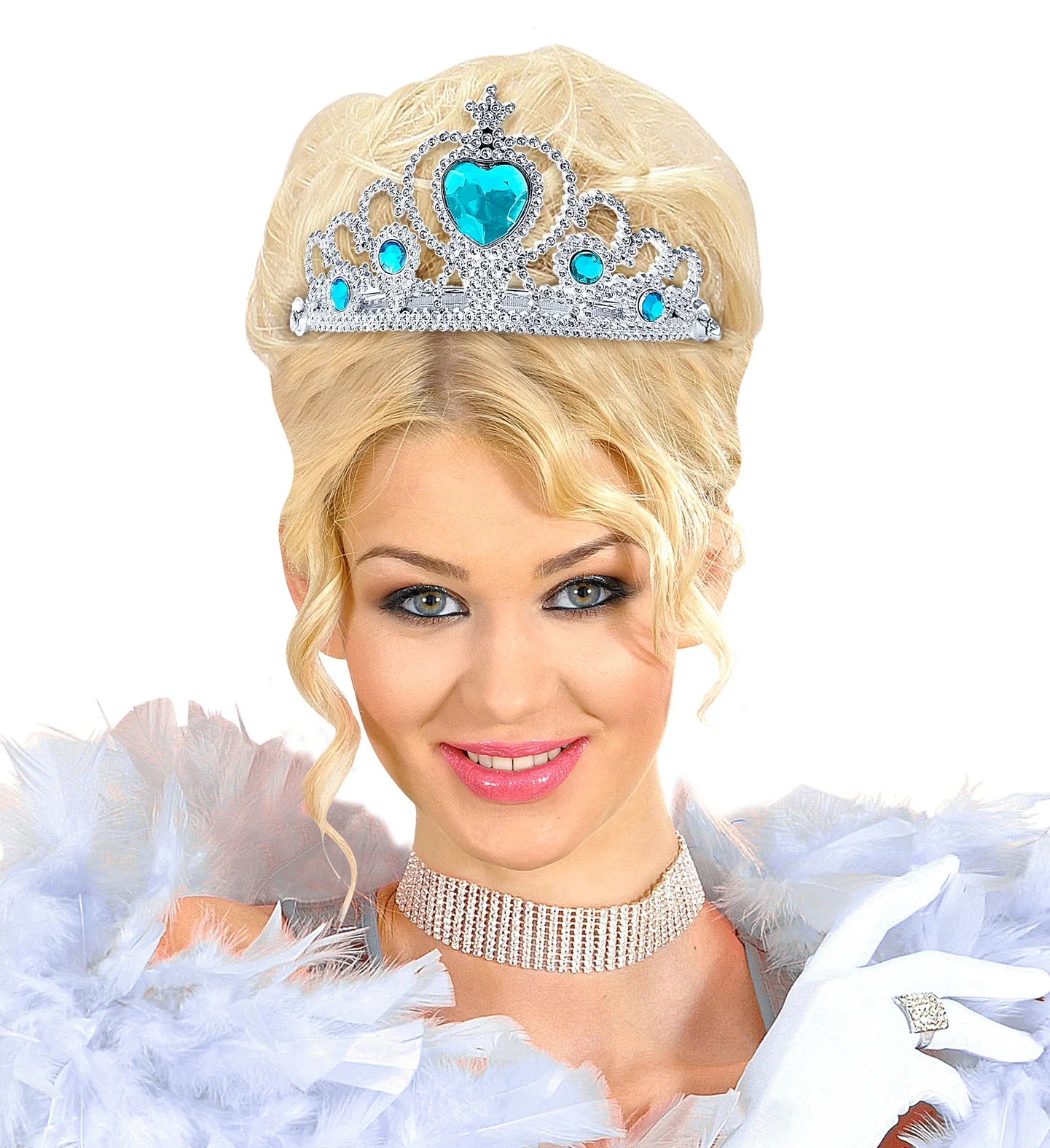 Zilveren tiara met turquoise steentjes - Image 3