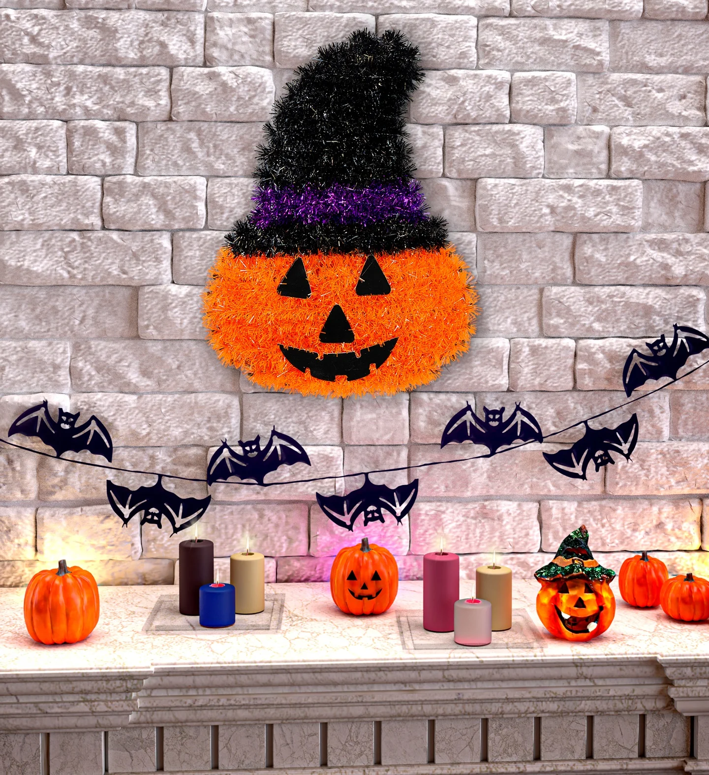 Pompoen decoratie met hoed - Image 2