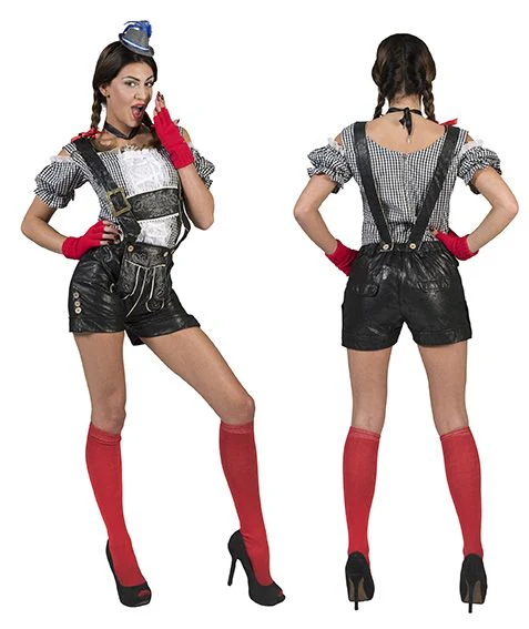 Tiroler blouse dames zwart wit geblokt - Image 3