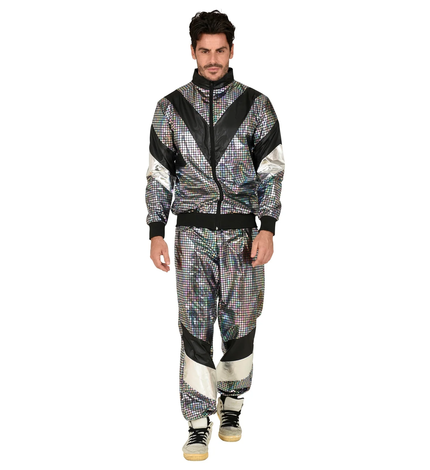 Trainingspak disco jaren 80 zilver reflecterend - Image 3