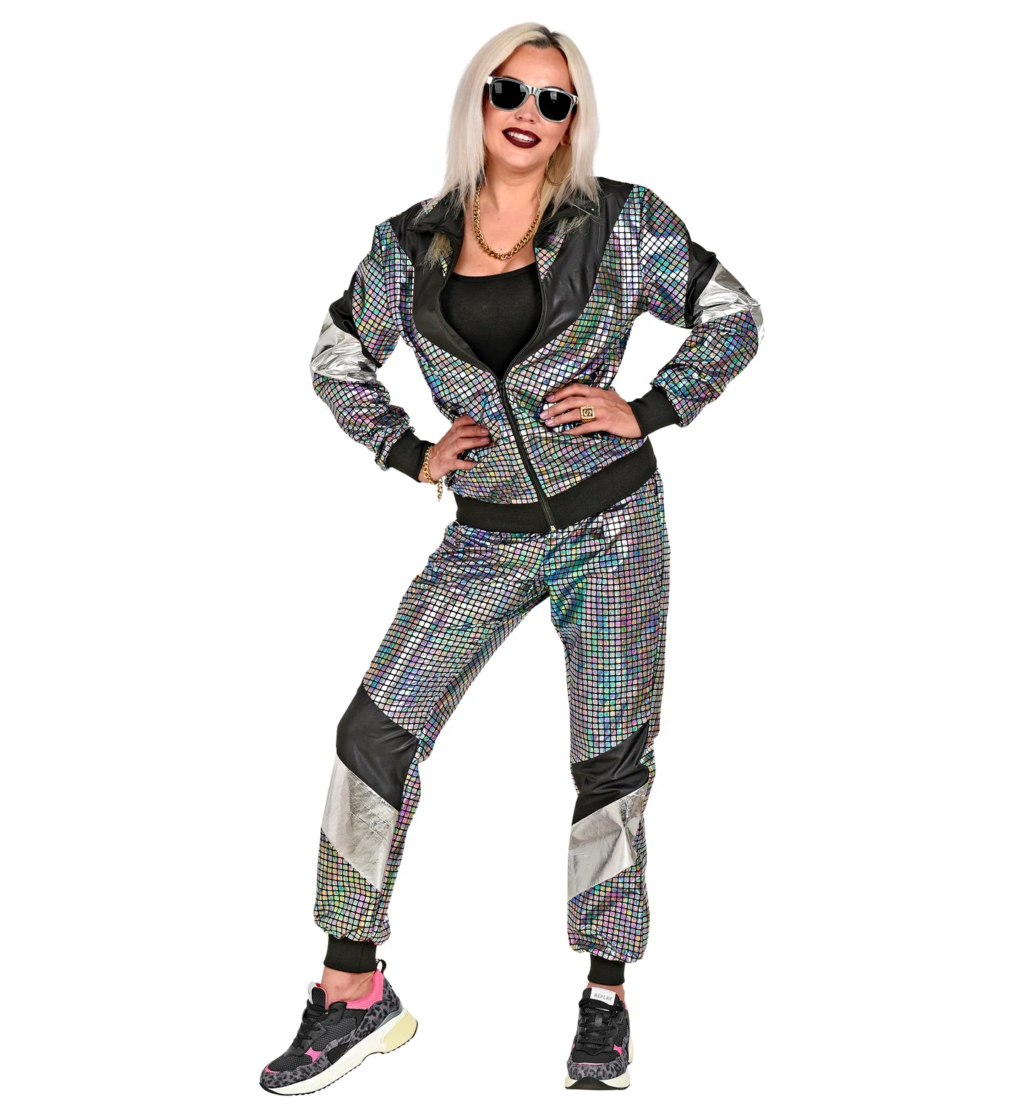 Trainingspak disco jaren 80 zilver reflecterend - Image 5