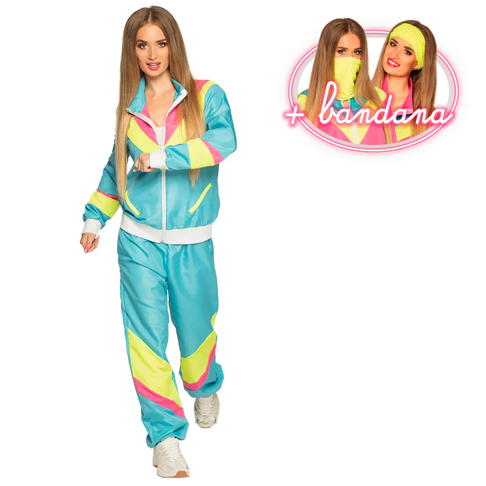 Trainingspak Retro babe neon blauw