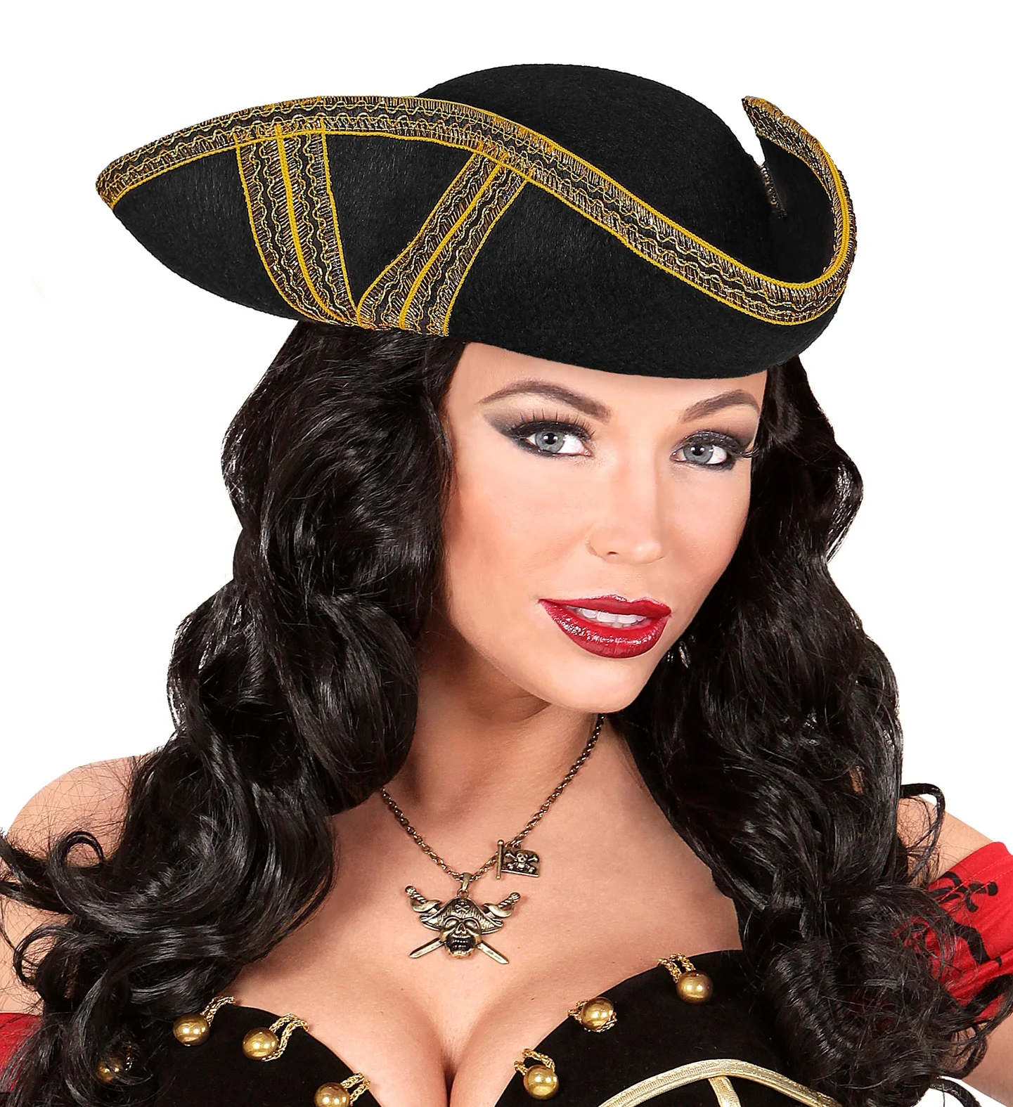 Tricorn hoed met gouden biesje - Image 3