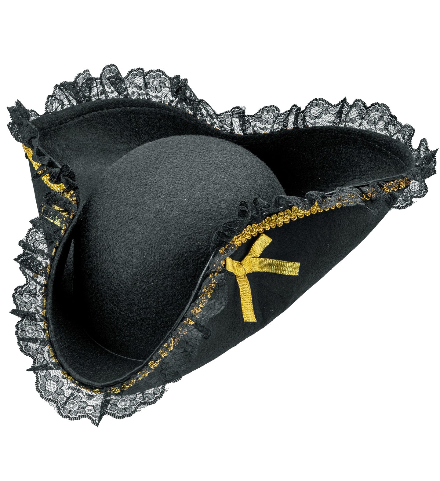 Piraten tricorn met gouden decoratie en kant