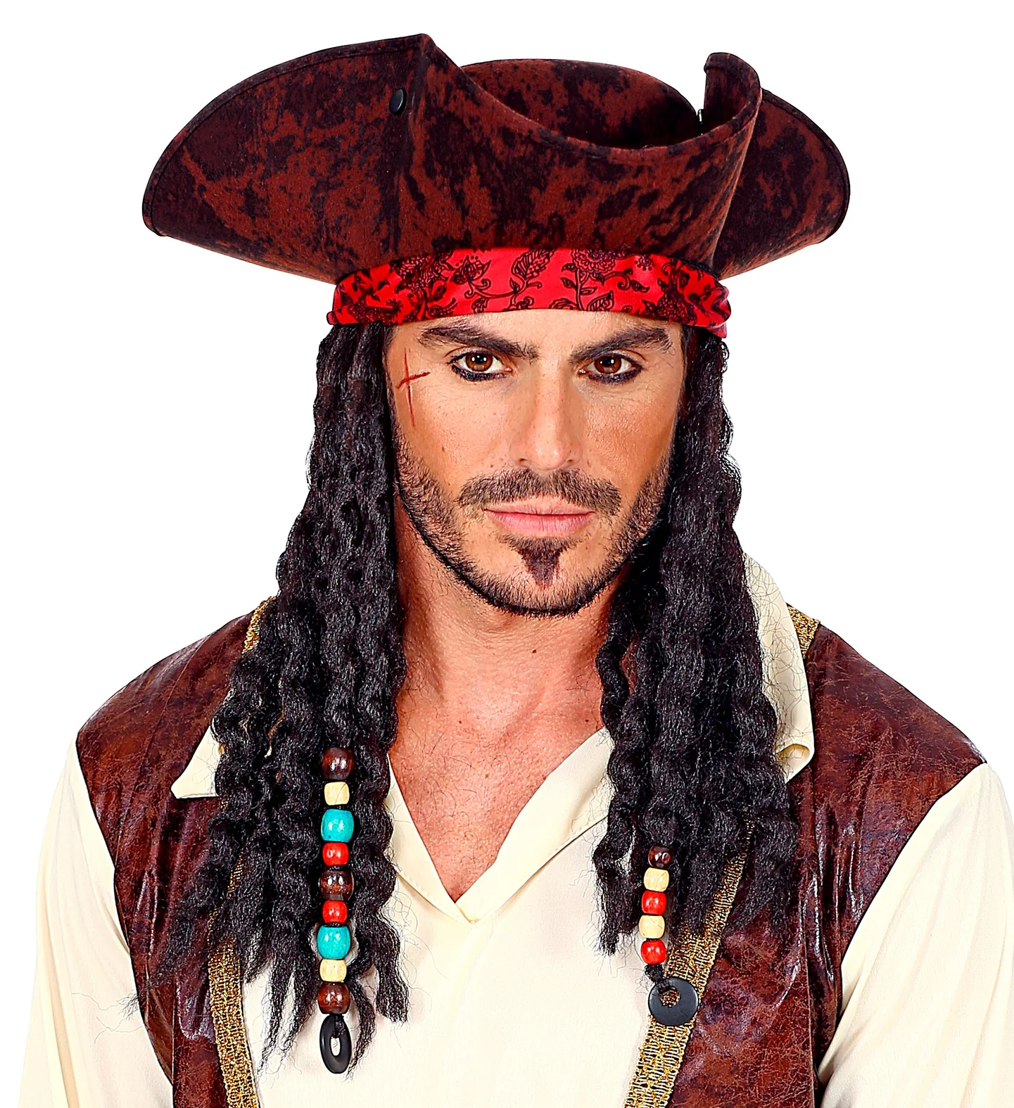Piraten hoed met bandana en dreadlocks - Image 2