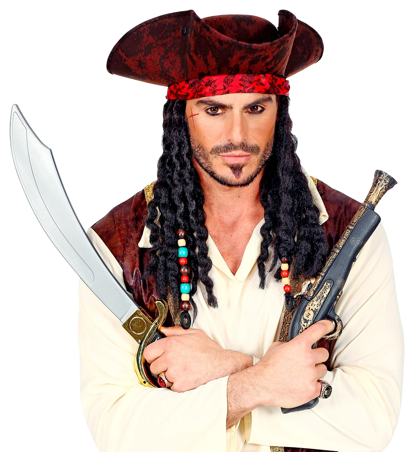 Piraten hoed met bandana en dreadlocks - Image 3