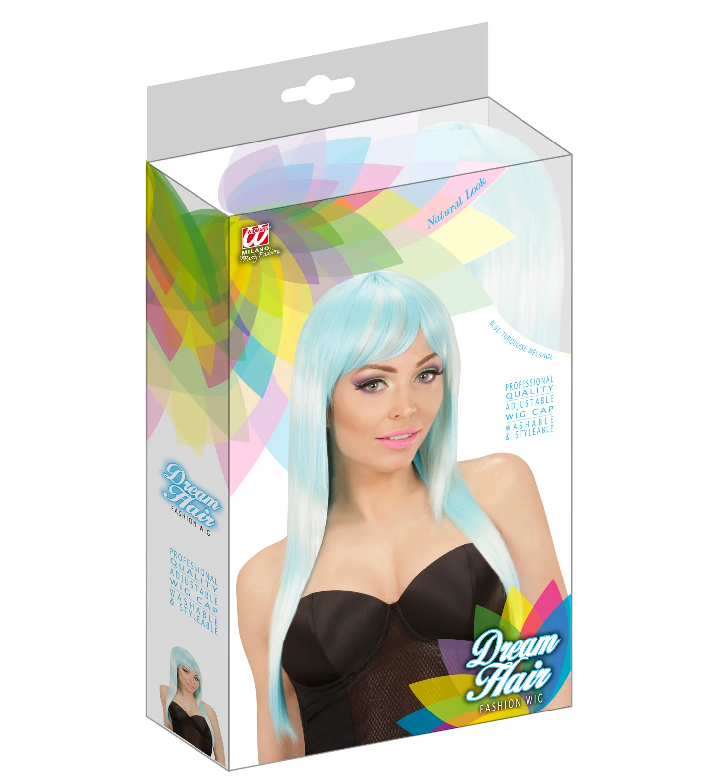 Turquoise met blauw gemĂȘleerde pruik - Image 3