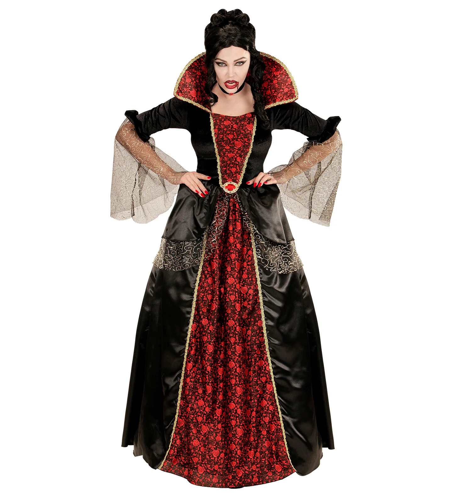 Vampieren jurk zwart rood creepy