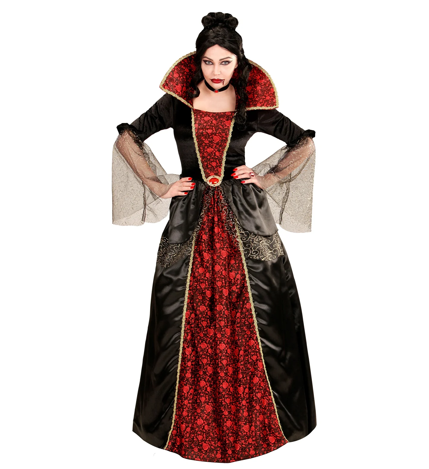 Vampieren jurk zwart rood creepy - Image 2