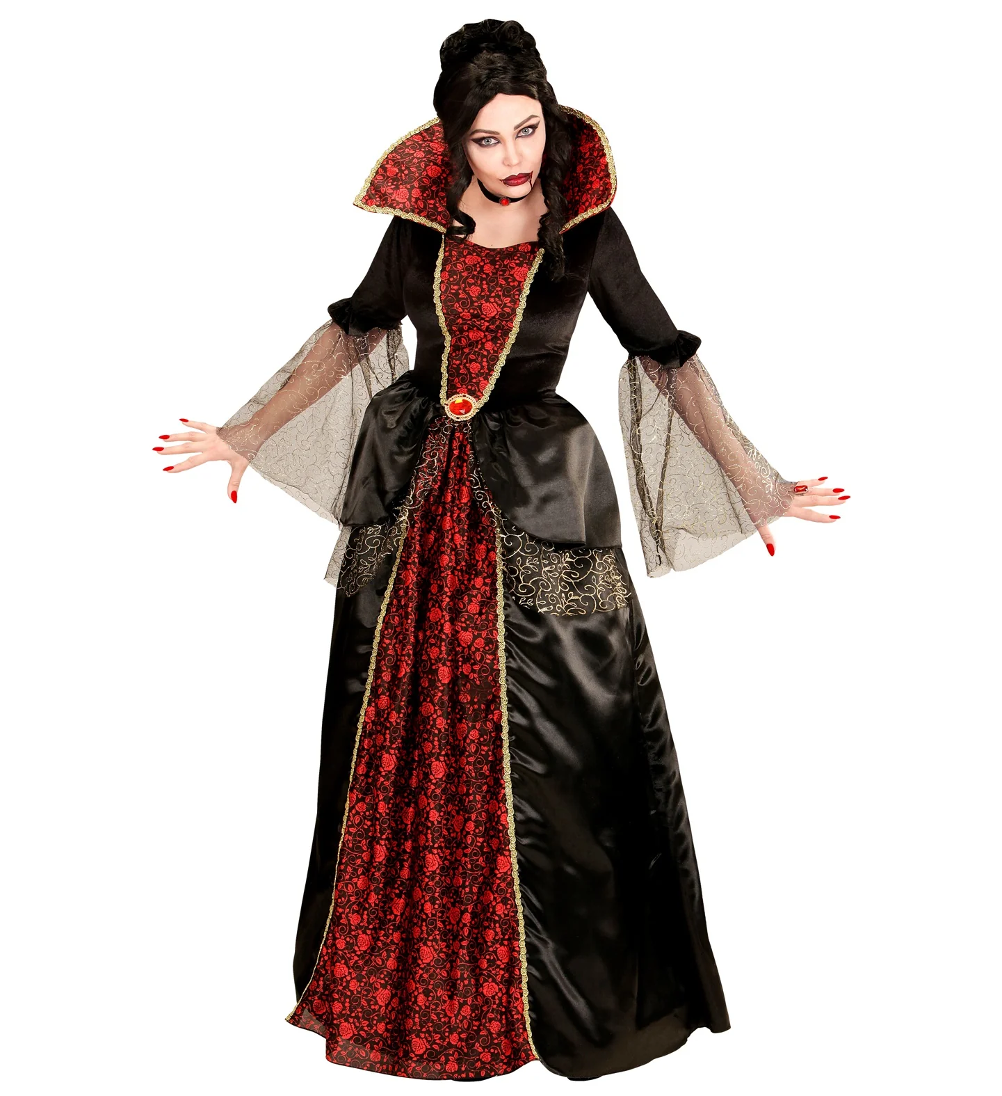 Vampieren jurk zwart rood creepy - Image 4