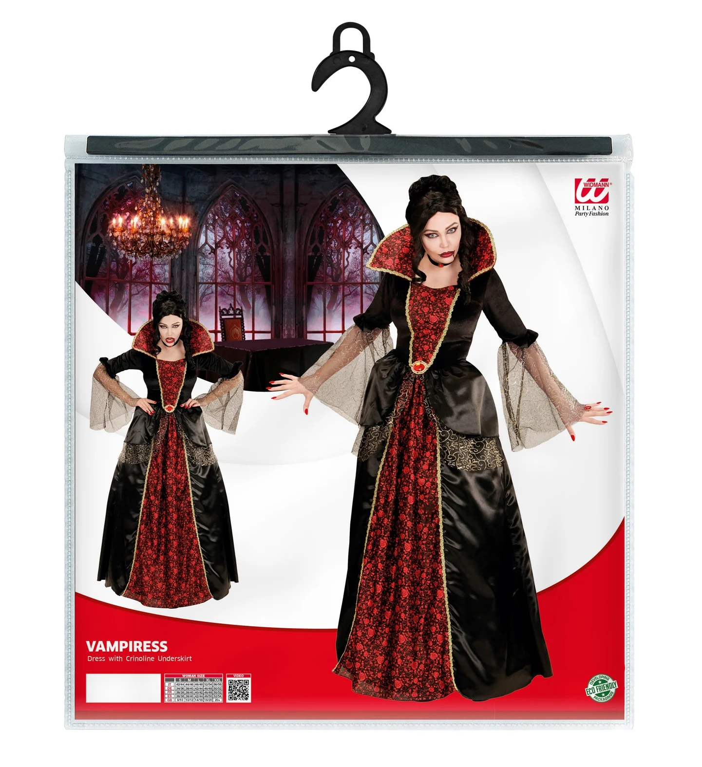 Vampieren jurk zwart rood creepy - Image 5