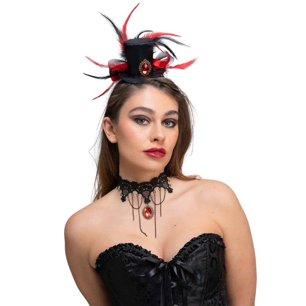 Vampier mini hoge hoed deluxe & ketting - Image 3