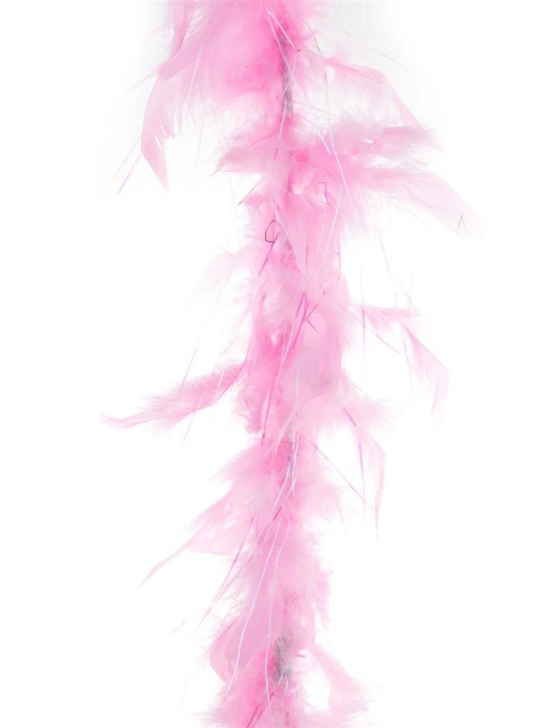Roze veren boa met zilveren  lurex draad 45gram