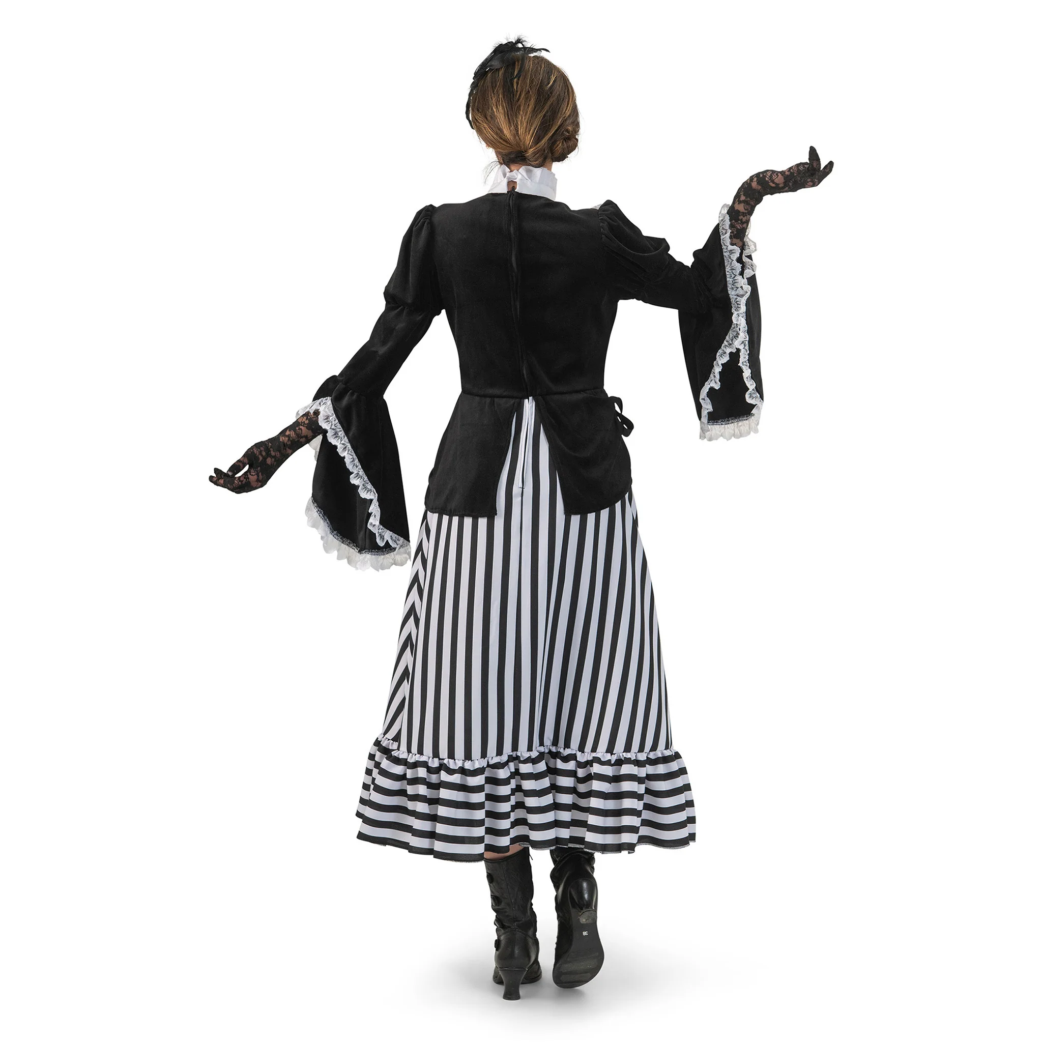 Victoriaanse jurk dames zwart/wit - Image 2