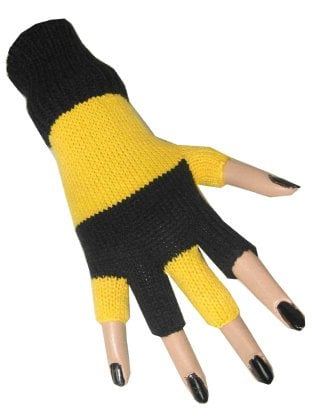 Vingerloze handschoen zwart/geel
