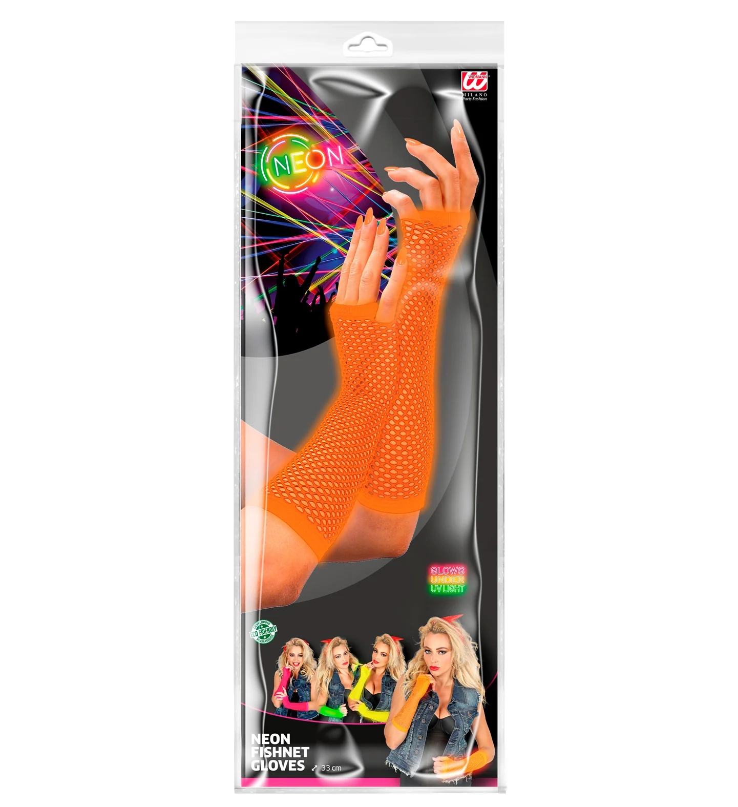 Net handschoenen neon oranje lang - Image 4