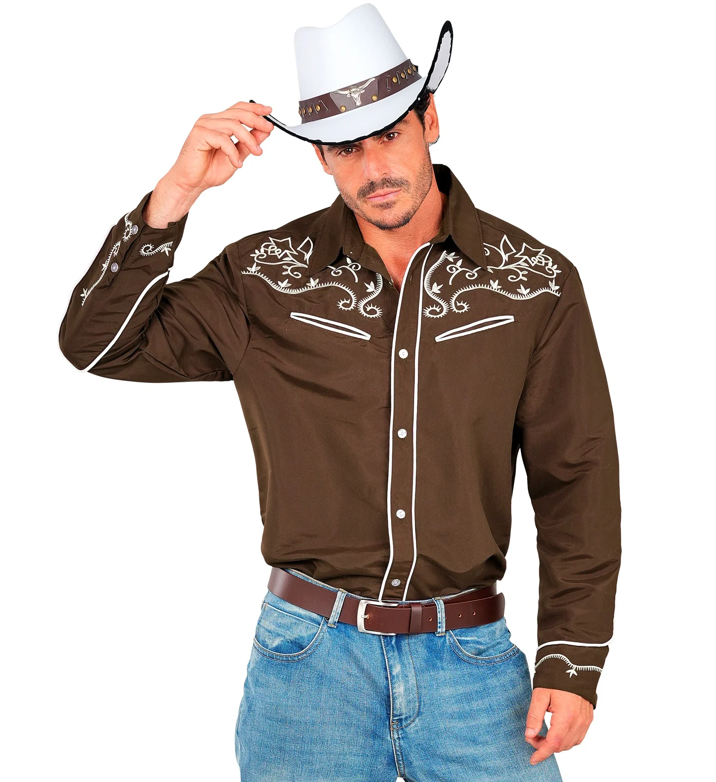 Western cowboy shirt bruin Ringo - Image 2