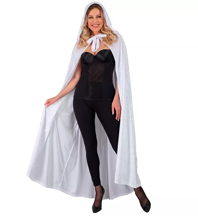 Wit fluwelen cape met kap 140cm Bente - Image 2