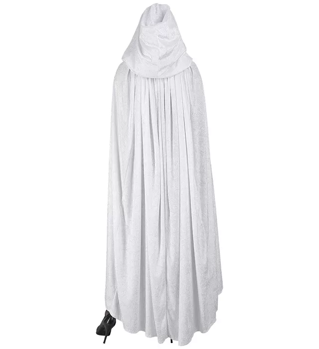 Wit fluwelen cape met kap 140cm Bente - Image 3