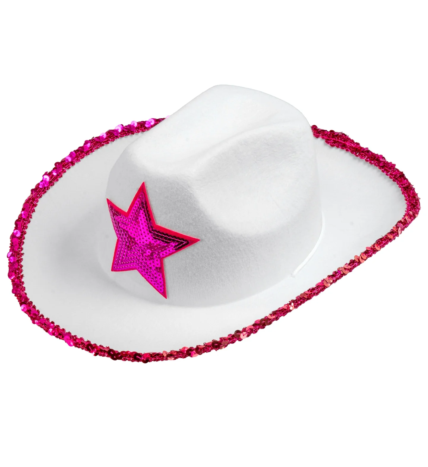 Witte cowboyhoed met roze paillettten ster - Image 5