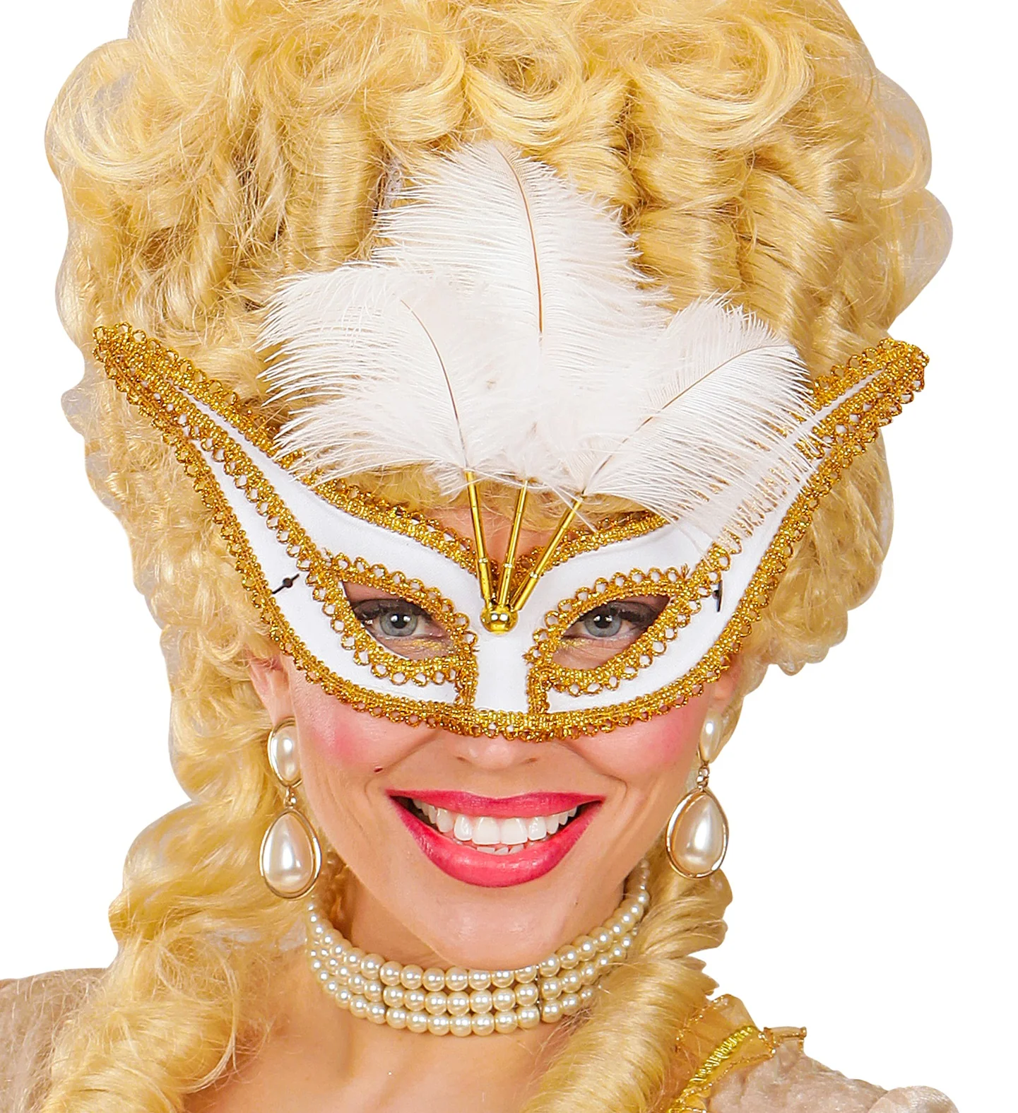 Witte oogmaskers met veertjes - Image 2