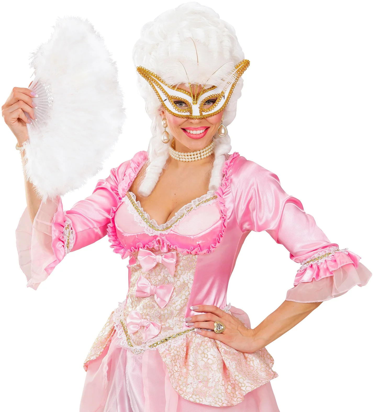 Witte oogmaskers met veertjes - Image 3