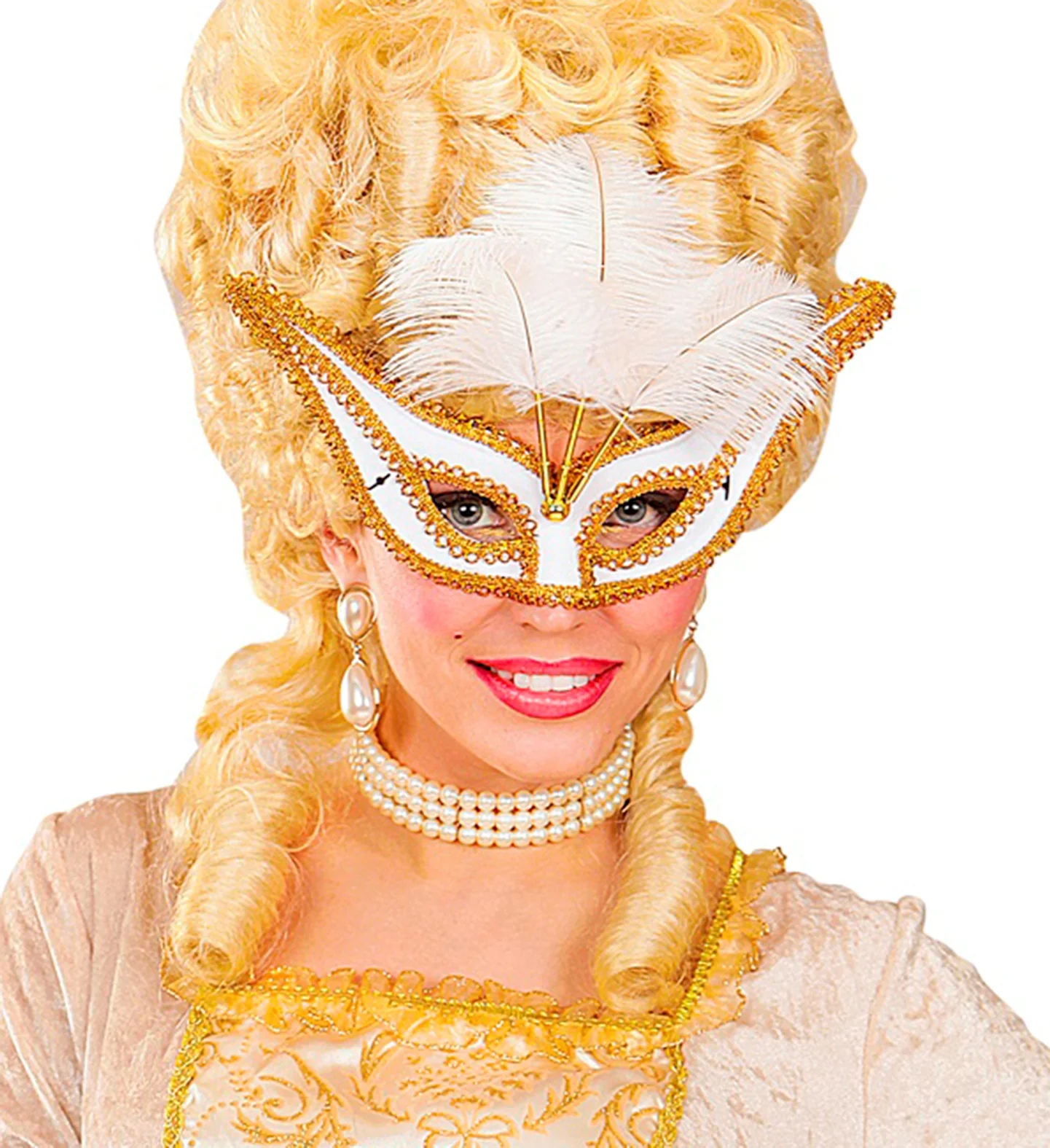 Witte oogmaskers met veertjes - Image 4