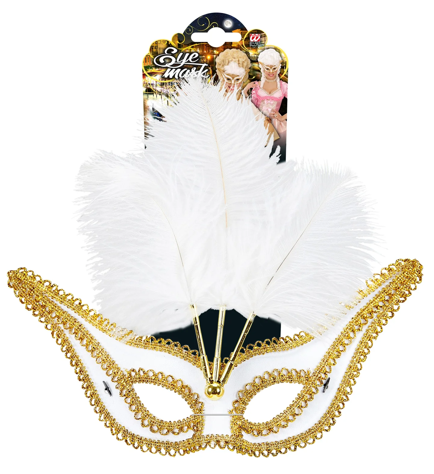 Witte oogmaskers met veertjes - Image 5