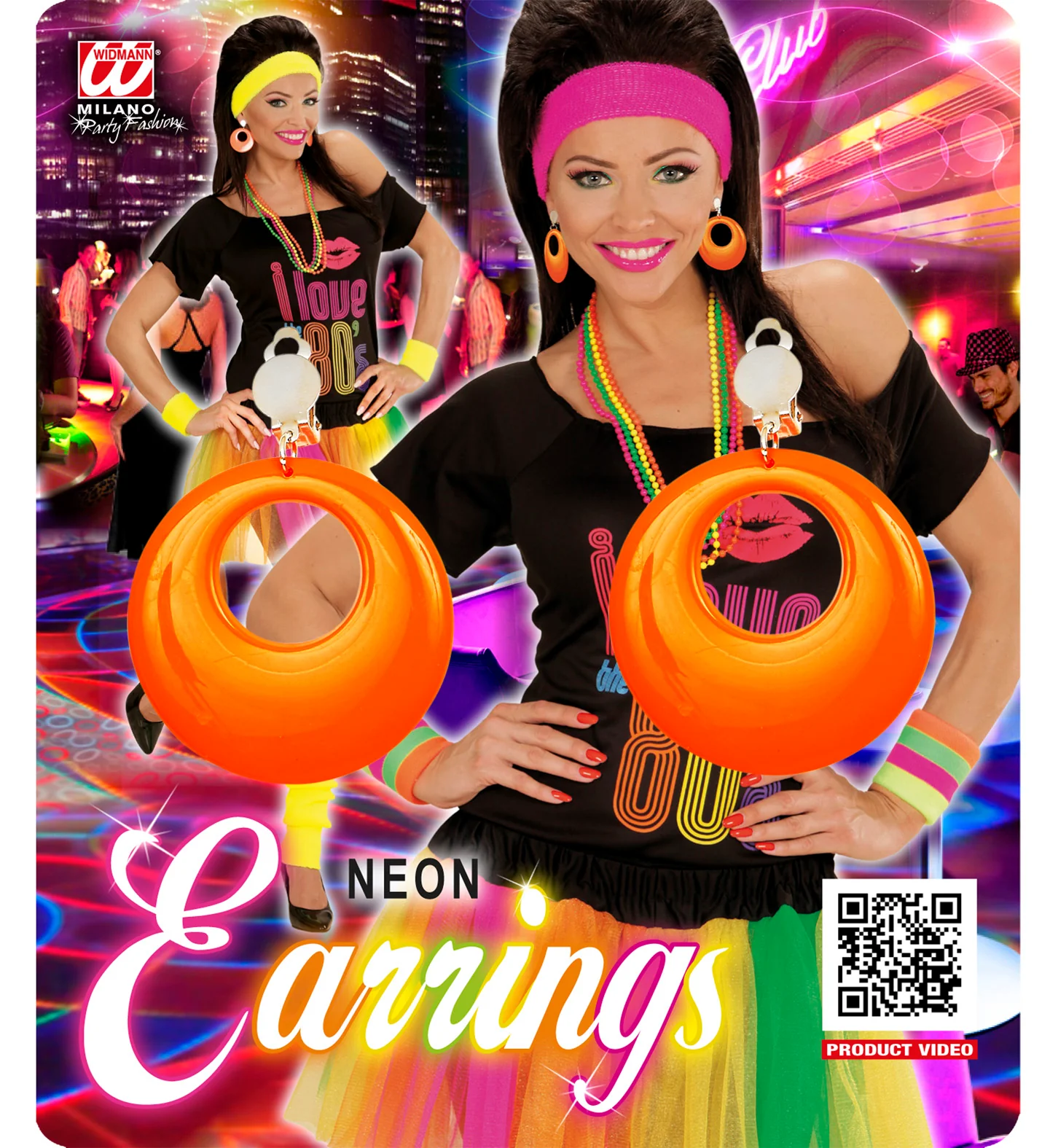 Oranje oorbellen neon disco - Image 5