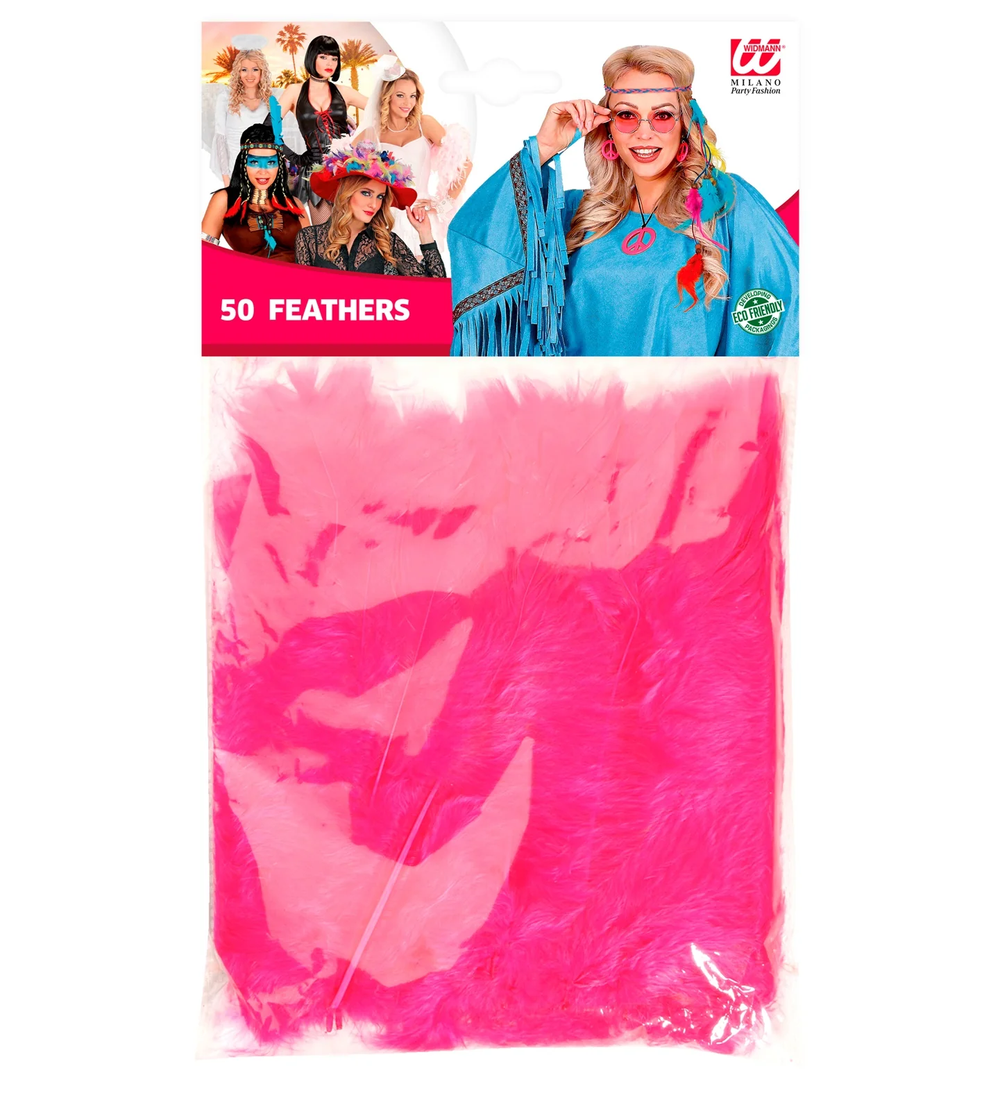 zakje met 50 veertjes roze / magenta - Image 2