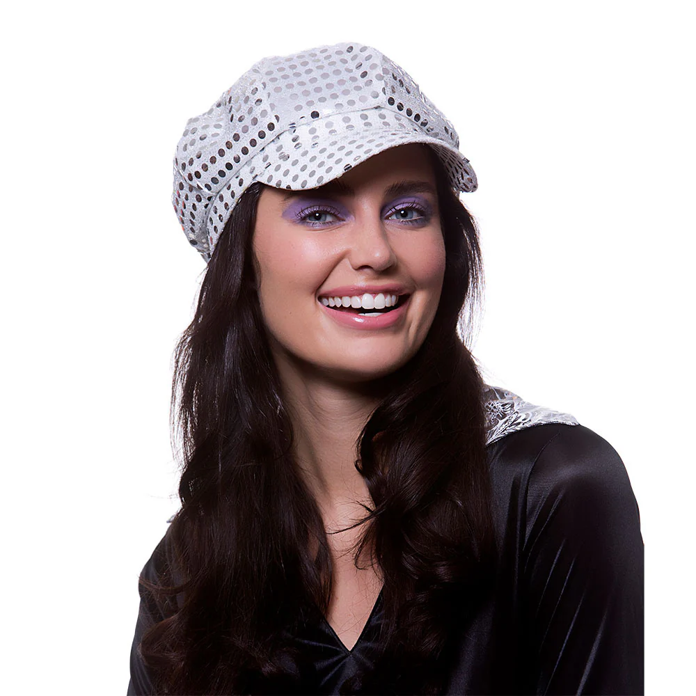 Zilveren cap met pailetten jaren-70