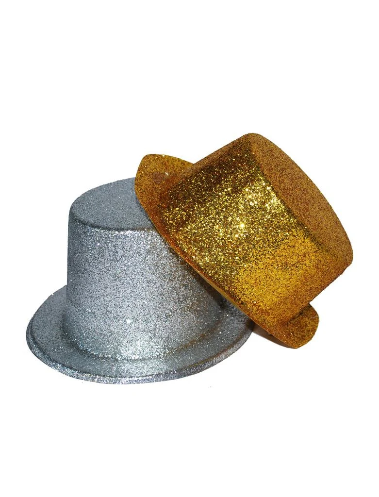 Zilveren hoge hoed met glitters