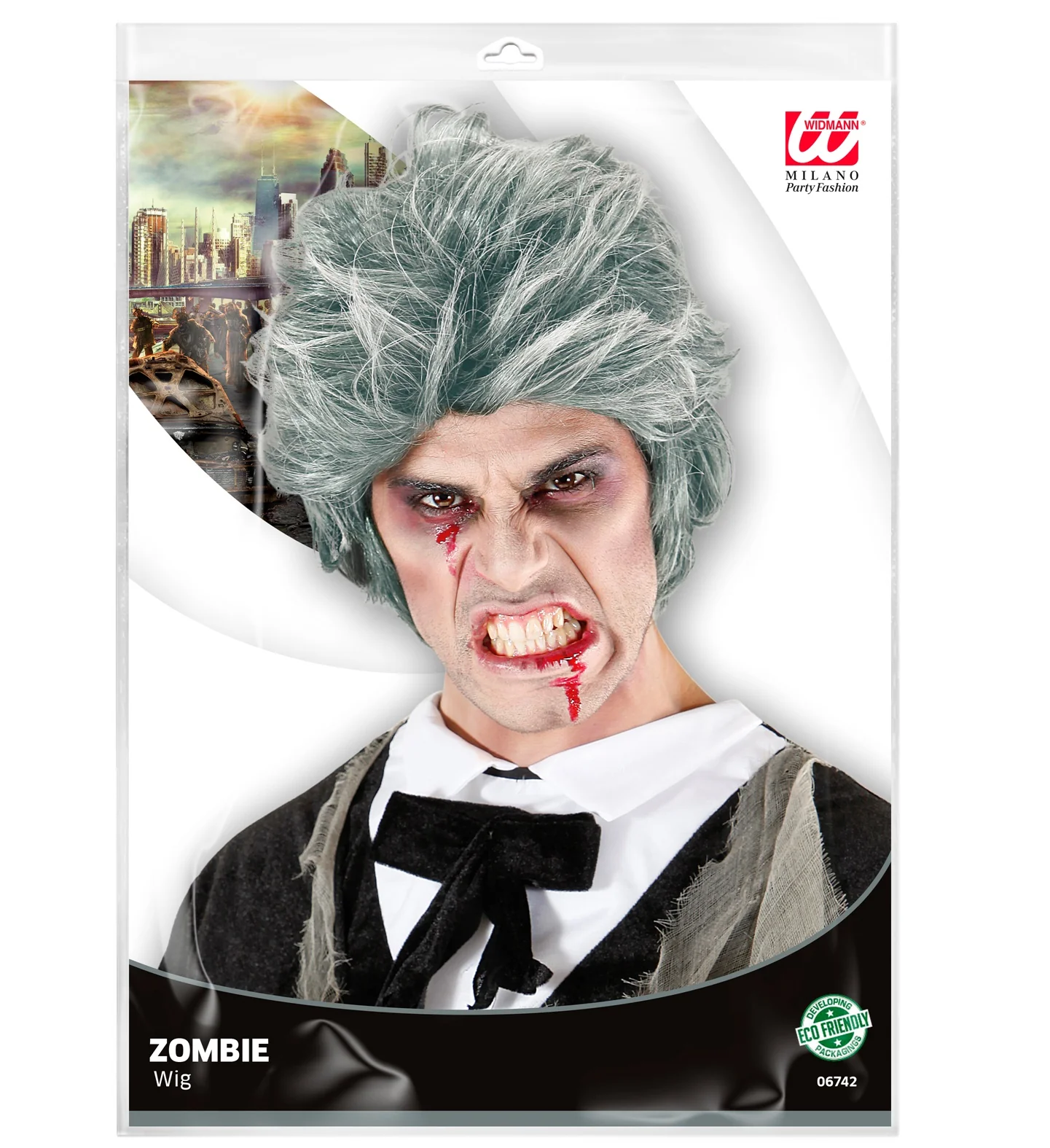Zombie Dracula pruik grijze haren - Image 3