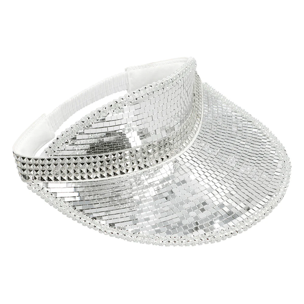 Zilveren spiegel zonneklep glitter pailletten