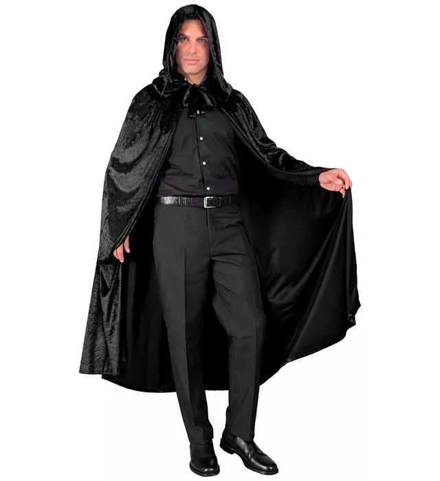 Zwart fluwelen cape met kap 140cm Olivia - Image 2