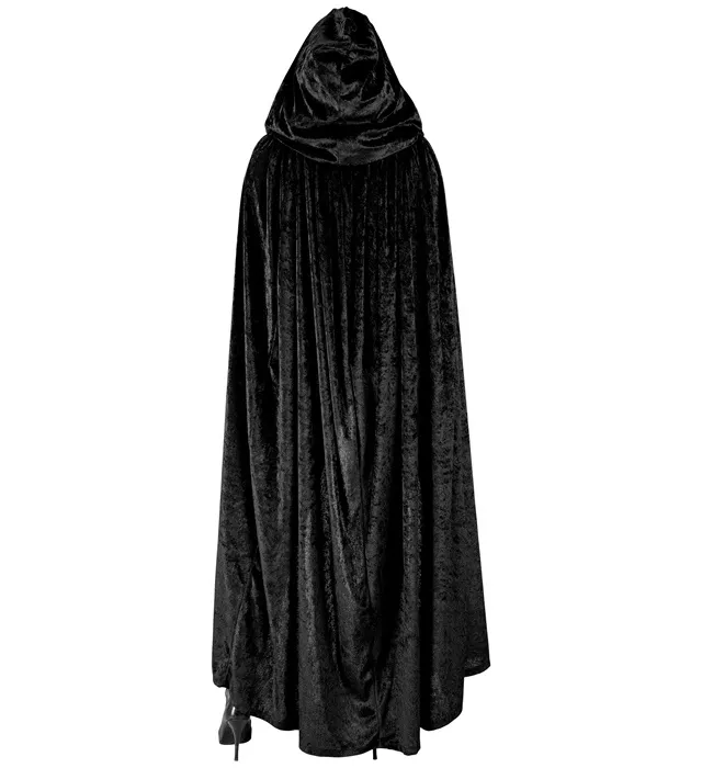 Zwart fluwelen cape met kap 140cm Olivia - Image 3