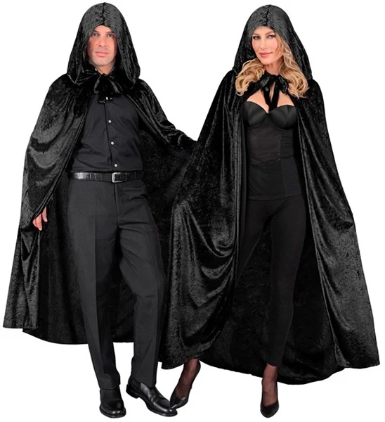 Zwart fluwelen cape met kap 140cm Olivia - Image 4